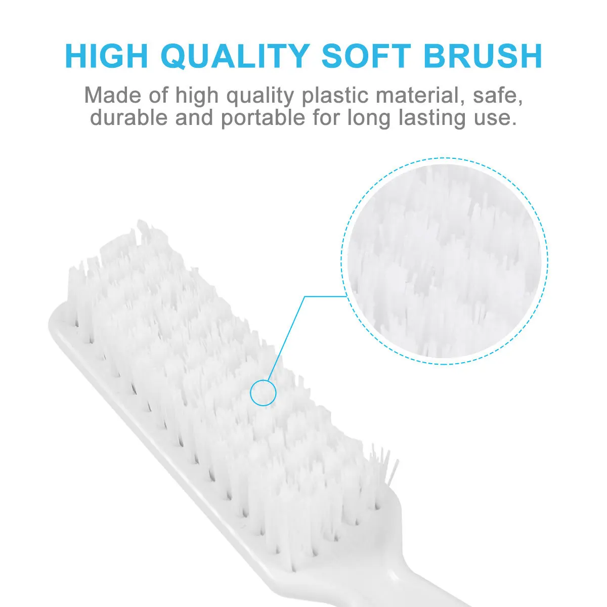 6Pcs Safe Plastic Nail Brush Set for Manicures Pedicures Art Treatment Home Salon Use White Nail Art Manicures Brush