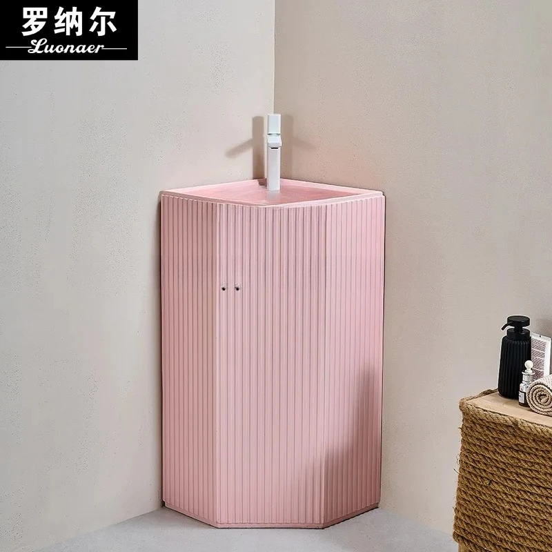 a1 wind wall turn corner face wash table integrated floor wash basin triangular column basin