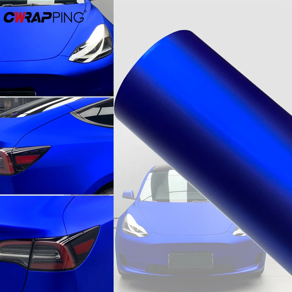 

Matte Navy Blue Motorcycle Adhesive Vinyl Paper for Car Body Films Vehicle Decoration Deep Blue Metallic Car Film Covering Wrap