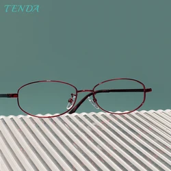 Stylish Men Women Full Rim Flexible Memory Titanium Glasses Frame Oval Metal Eyewear Spectacles For Optical Prescription Lenses