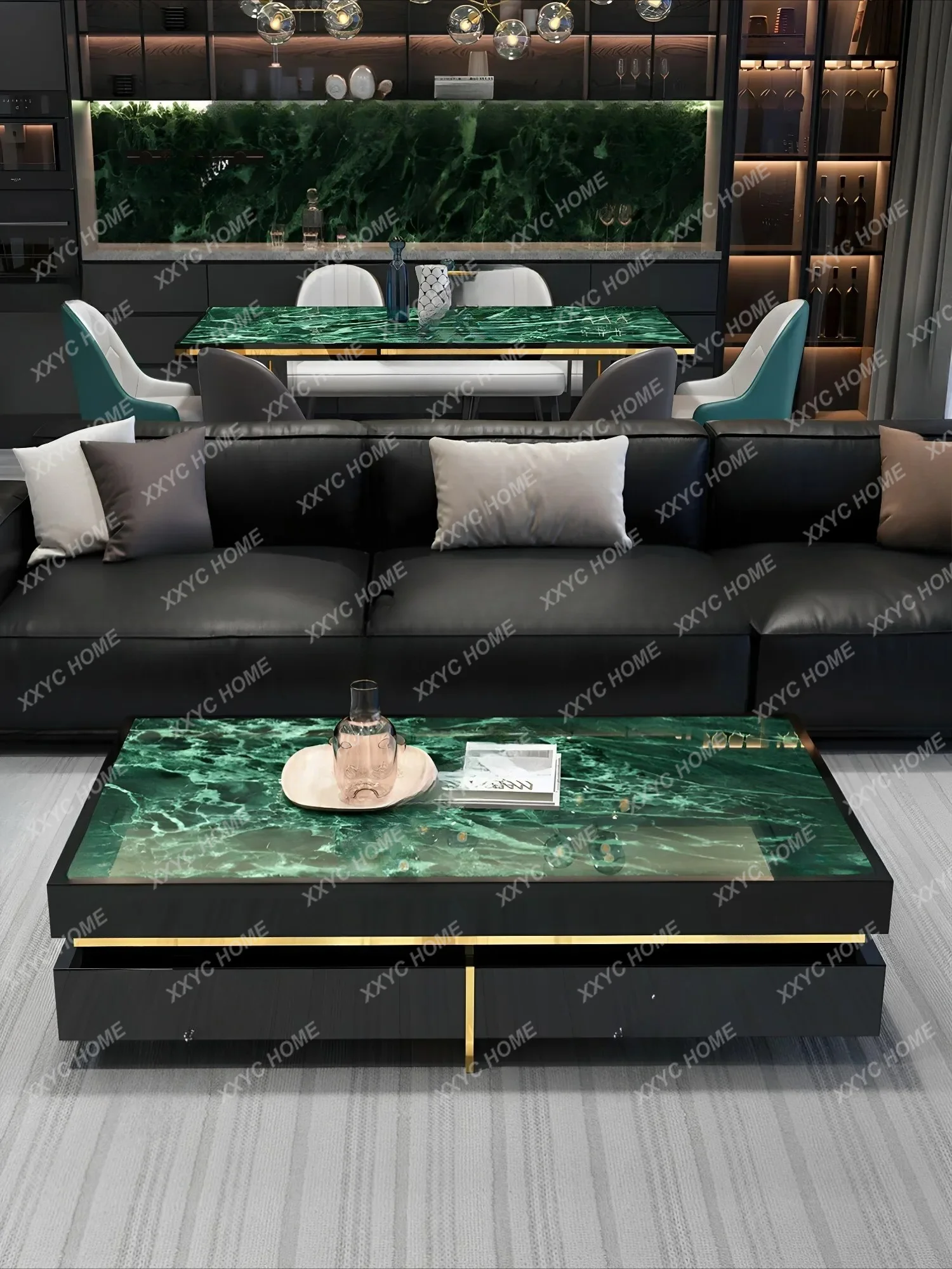 Advanced modern simple living room household rectangular all solid wood coffee table