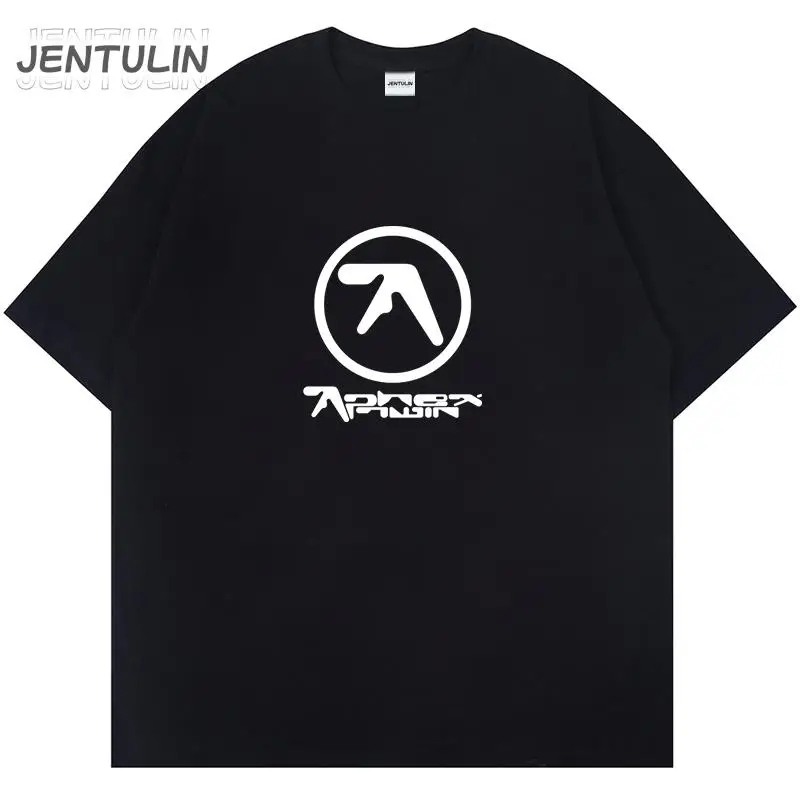 Oversized Men\'s T-Shirt Aphex Twin Cotton Aesthetic Clothing Graphic Short Sleeve Tees Shirt Y2k Print Gothic Tshirt Summer Tops