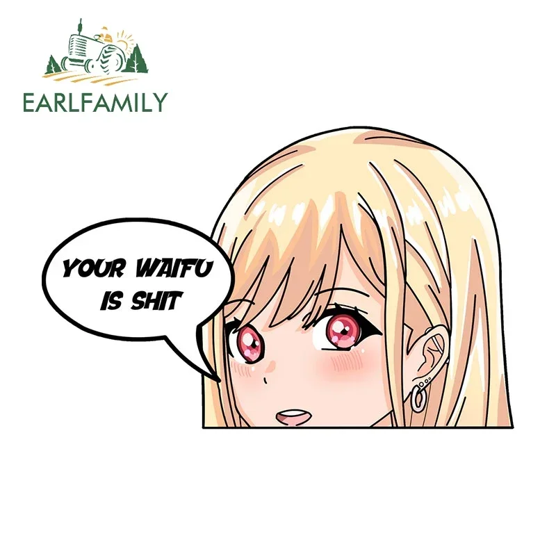 EARLFAMILY 13cm x 8.4cm Car Stickers for MARIN KITAGAWA Anime Motorcycle Creative Decal Laptop RV Personality Car Accessoires