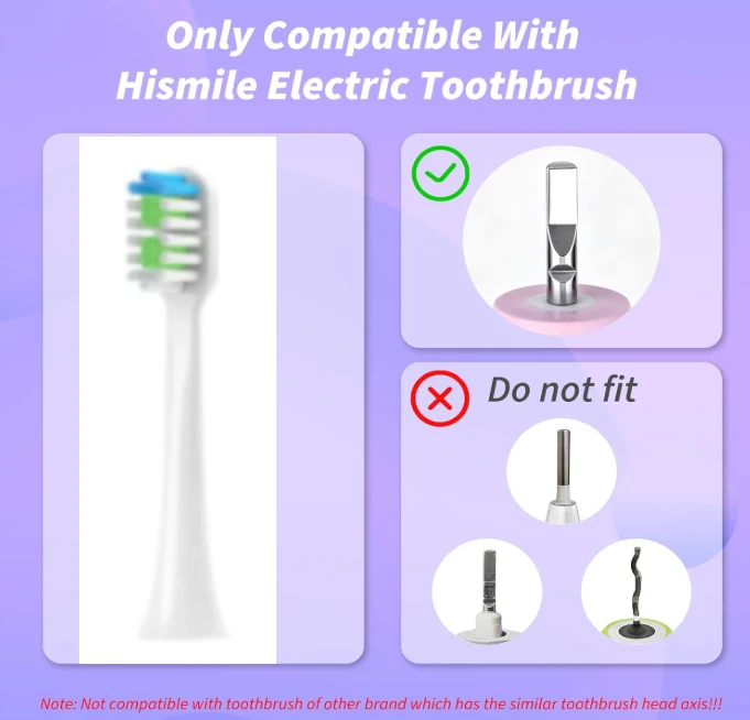 8PCS Replacement Toothbrush Heads For Hismile Classic 3-Mode Electric Toothbrush V1, Soft DuPont Bristles Nozzles ,