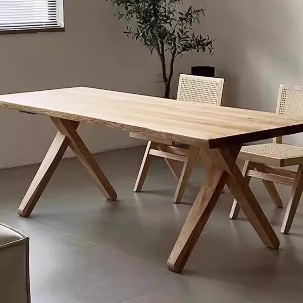 Solid wood living room tea log rectangular dining table
