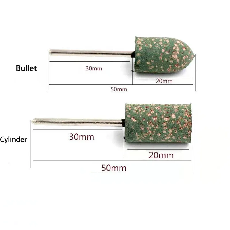 5Pcs 2.35 / 3mm Shank Sesame Rubber Grinding Heads Polishing Burr Point Abrasive Grinding Stone Wheel For Dremel Rotary Tools