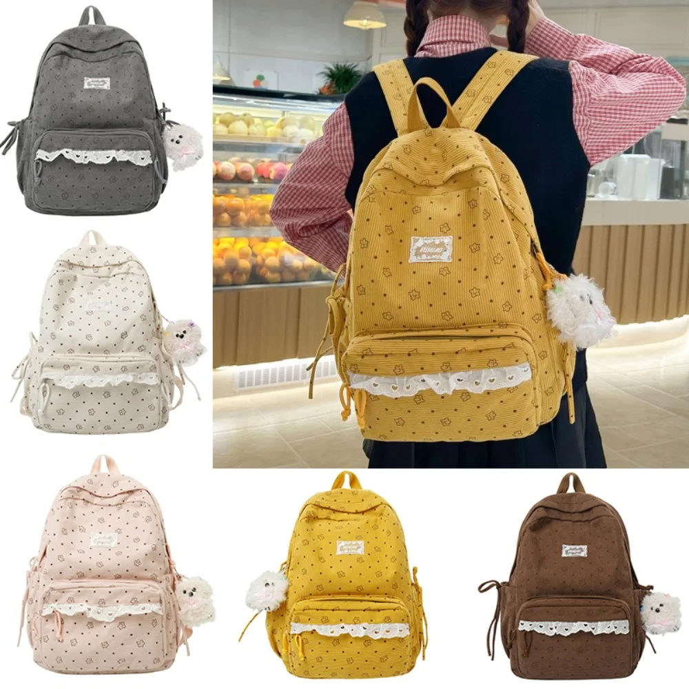 Polka Dot Print Preppy Shoulder Cottagecore Kawaii Stuff Y2K Aesthetic Backpack for Travel Commute Women Women