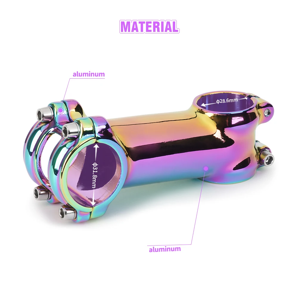 SHIKRA 007N MTB Colorful Stem Alloy Mountain Road Bike Stem 7 Degree 60/70/80/90MM Steerer 31.8MM Bicycle Handlebar Rainbow Stem