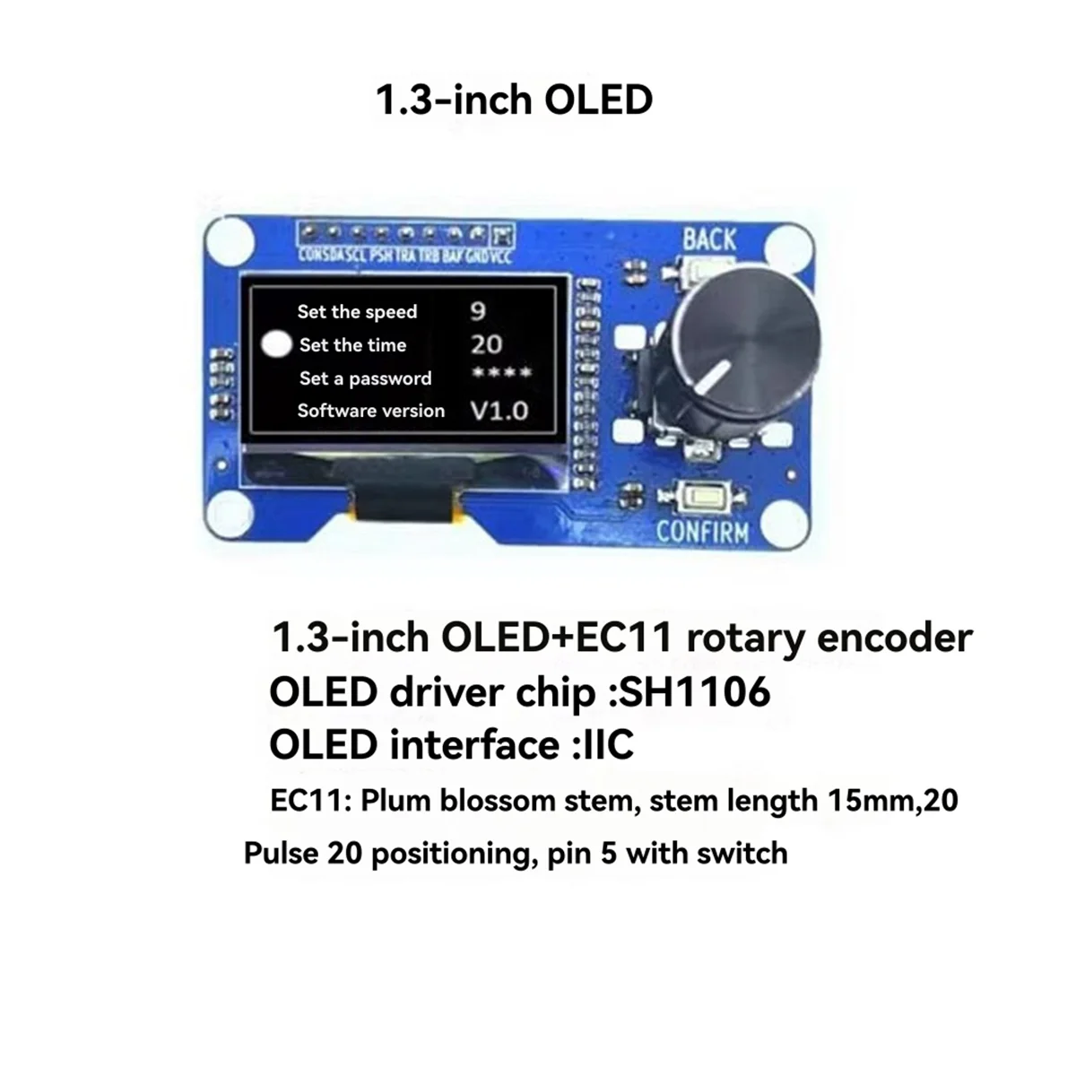 【Penawaran!】Modul Tampilan OLED 1.3 Inci dengan Tombol EC11 Rotary Encoder Antarmuka IIC Layar LCD Modul DIY