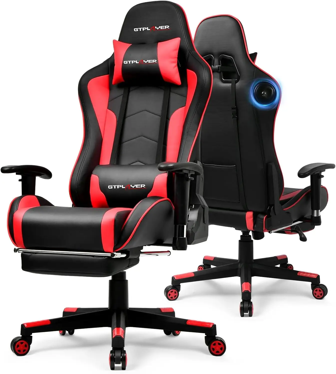 

Gaming Chair with Bluetooth Speakers and Footrest, Ergonomic Gamer Chair with Reclining Backrest, 3D Armrests, Adjustable Seat