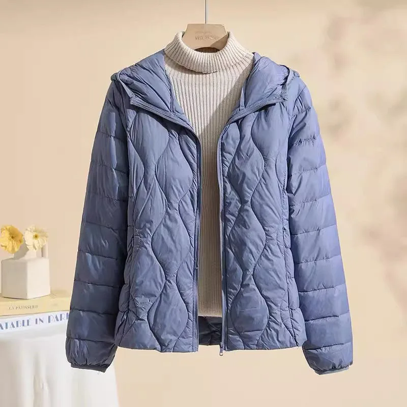 Nieuwe Plus Size Lichtgewicht Vrouwen Donsjack Capuchon Witte Eendendons Warme Dunne Jas Koreaanse Stijl Puffer Jas Vrouw JK-092