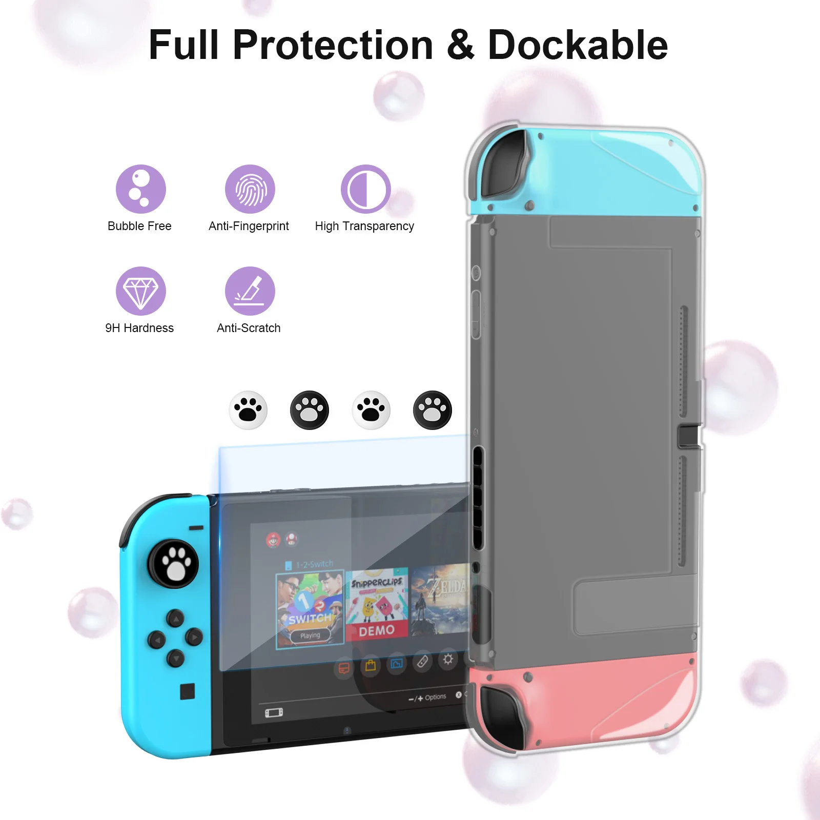 Portable Travel Handbag Suitable for Nintendo Switch OLED Protective Accessories Kit With Screen Protective Case and 4 Keycaps