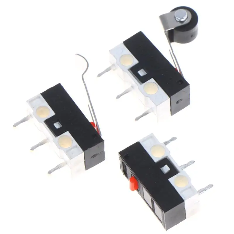 20Pcs Mini Micro Limit Switch C NO NC 3 Pins PCB Terminals SPDT 1A 125V Roller Arc Lever Snap Action Push Micro Mouse Switches