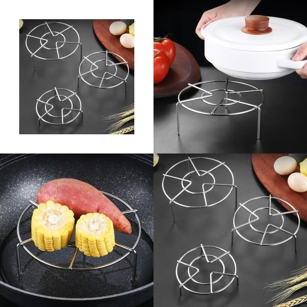F19B Stainless Steel Steam Rack Stands Pot Steaming Rack Round Kitchen Steamer Rack
