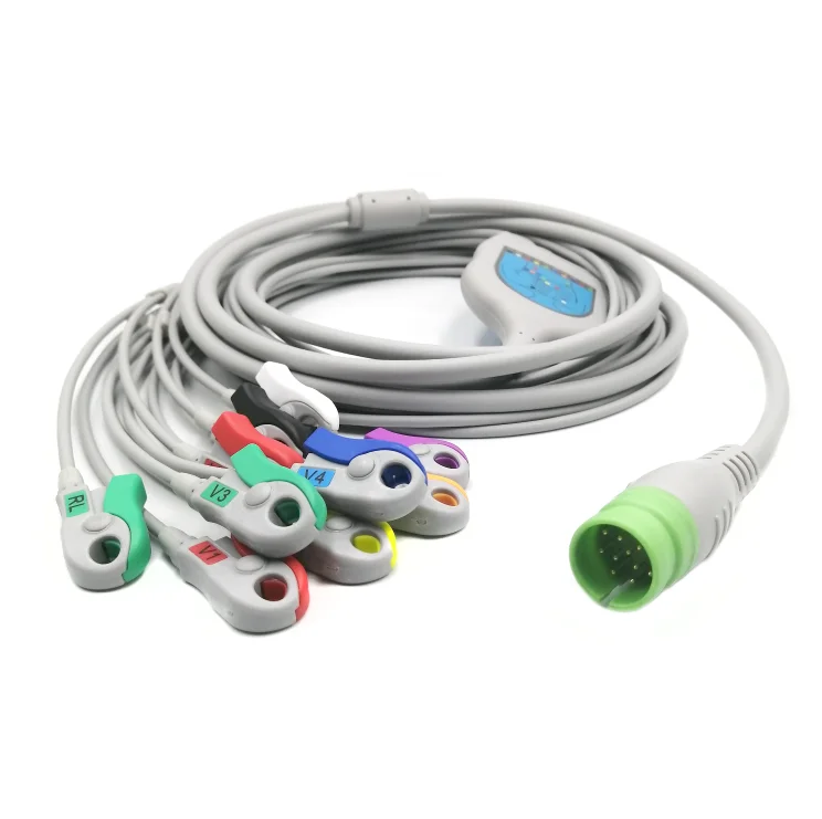 Medical Provider Reusable 13-Pin Ecg Cable 10-Lead Clip Ecg Cable Compatible Medias