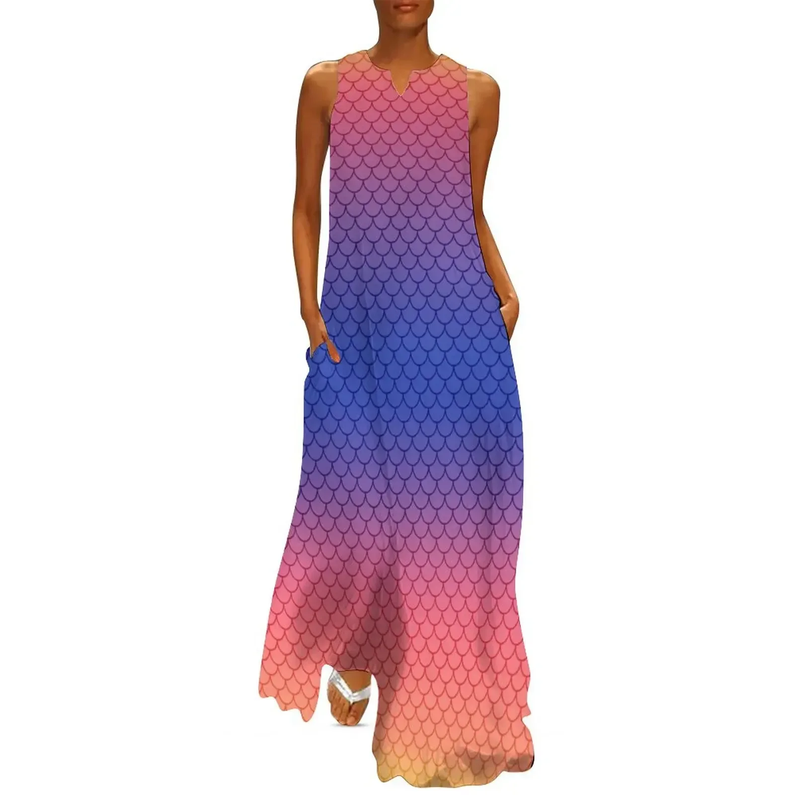 

Mermaid Scales Warm Pastel Gradient Long Dress women's summer dress 2025 dress for women 2025 luxury evening dresses 2025
