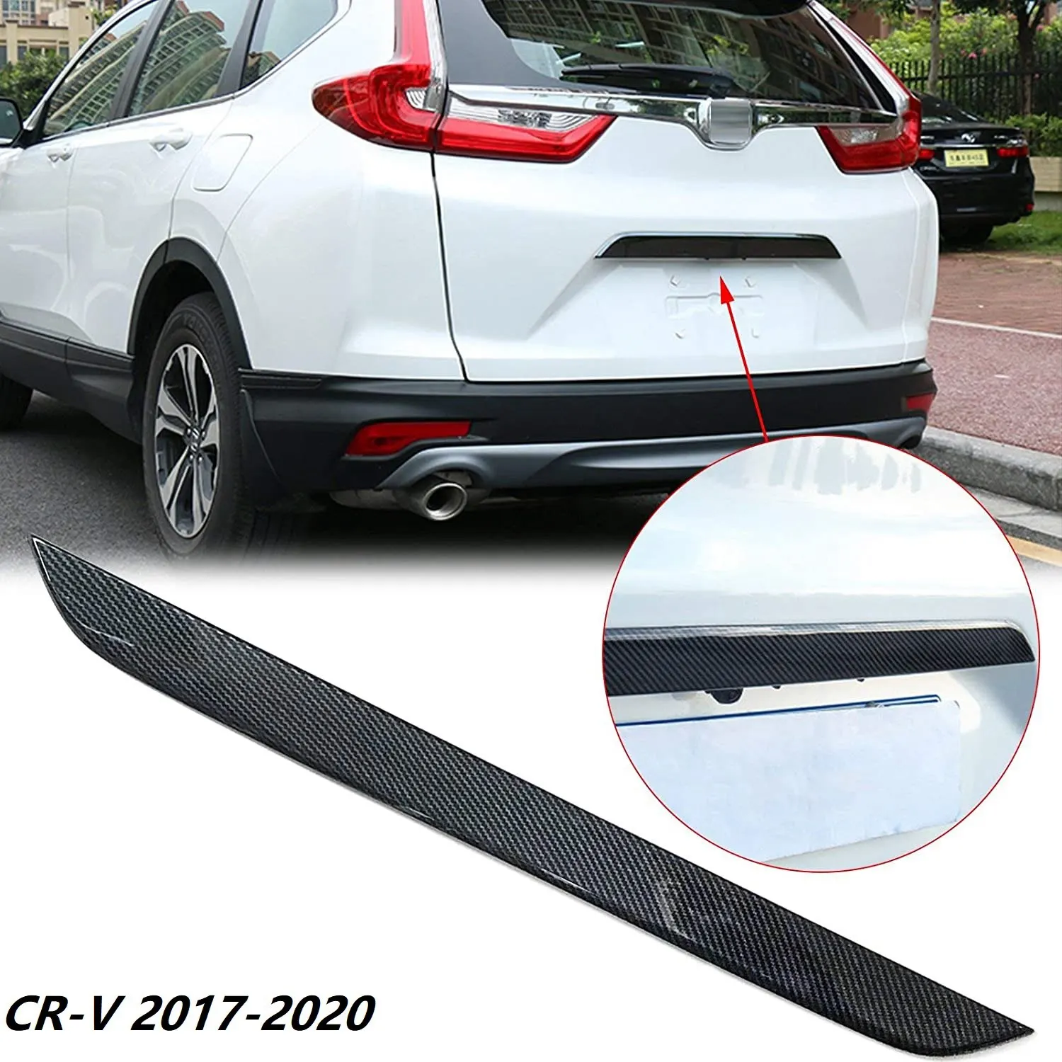 Koolstofvezel Stijl Roestvrijstalen Kofferbak Achterklep Deksel Handgreep Bekleding Voor Honda CR-V Crv 2017-2020