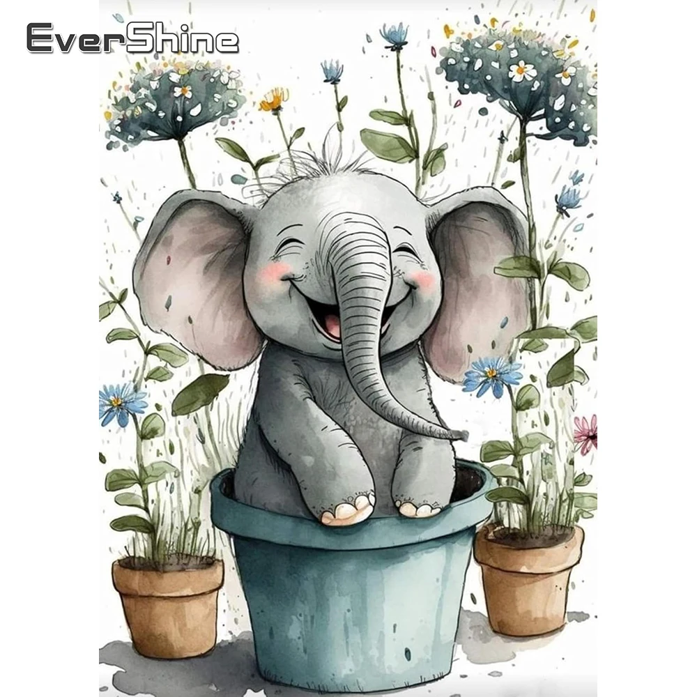 Evershine Elefant Diamant Stickerei Tier Cartoon DIY Mosaik Blume Acryl Handwerk Liefert Diamant Malerei Home Dekoration