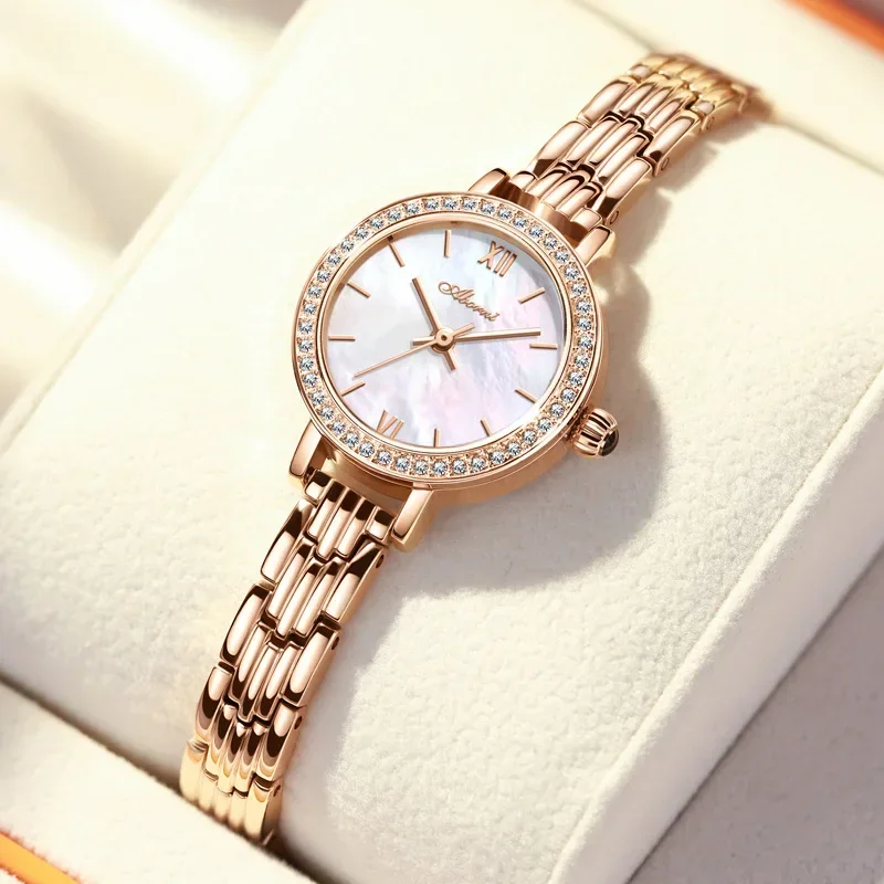 Women's Watch Small Dial and Luxury Quartz Clock Gold Gift Fashion Waterproof Chic Elegant DRESS Bracelet Watch for Women