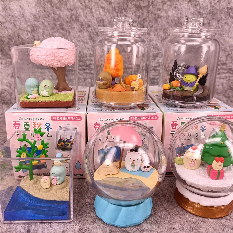 

Kawaii Sumikko Gurashi Four Seasons Miniature Landscape Vase Vinyl Face Blind Box Action Figure Toys Collection Gift