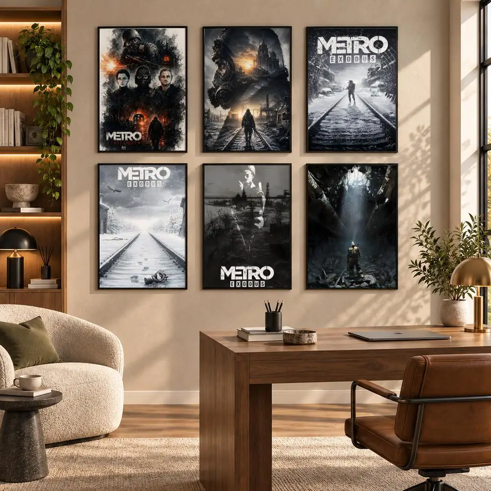 Metro Exodus Survival Action Game Poster Self-adhesive Art Waterproof Paper Sticker Coffee House Bar Room Wall Decor