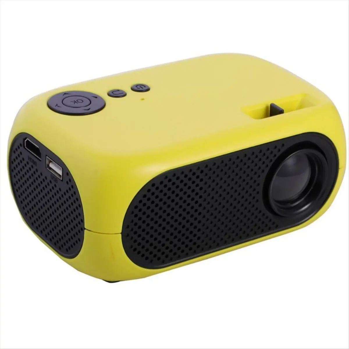 PROMOTION!Portable Mini Projector 360P LED Wired Mobile Phone Projector with Speaker Remote Control for Outdoor Camping EU Plug