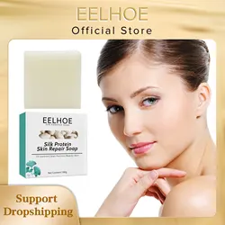 EELHOE Silk Protein Skin Repair Soap Facial Cleaning Soap Remove Mites Blackheads Natural Goat Milk Cleansing Bath Skin Oil 100g