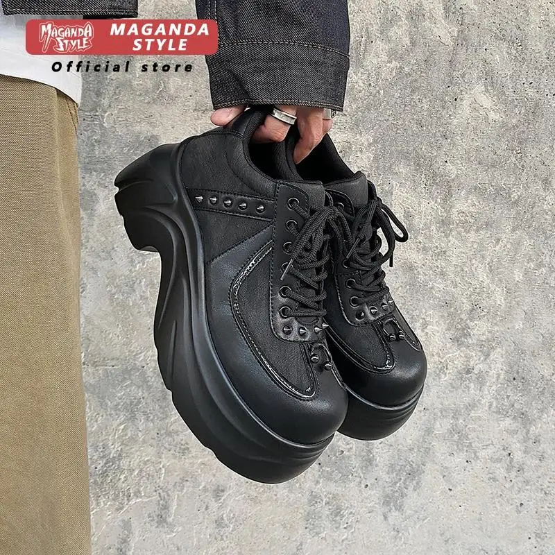 Invisible height increasing 10C Derby shoes for men niche thick soled big toe leather shoes punk Abi height increasing dad shoes