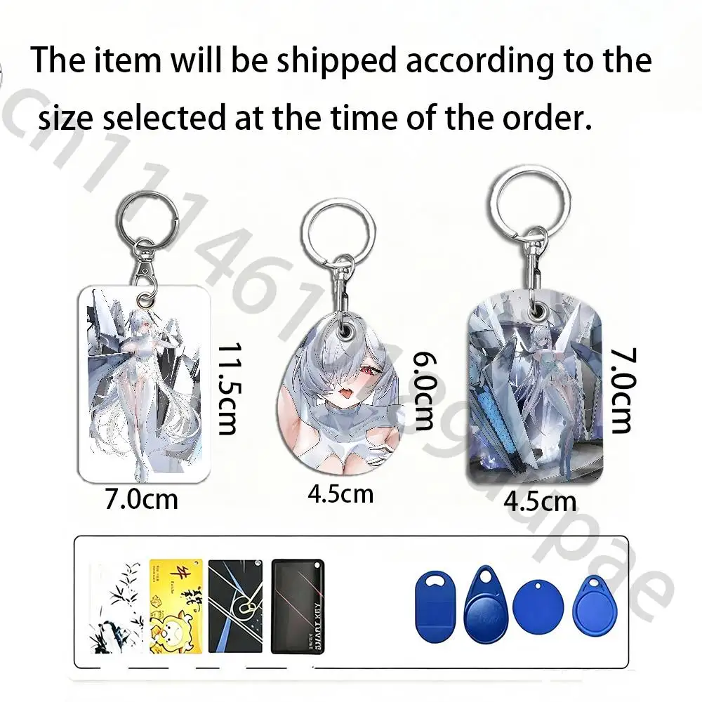 C-Cinderella Protective Printed Leather Card Case Metal Keychain for Bank Credit Bus Subway ID Cards
