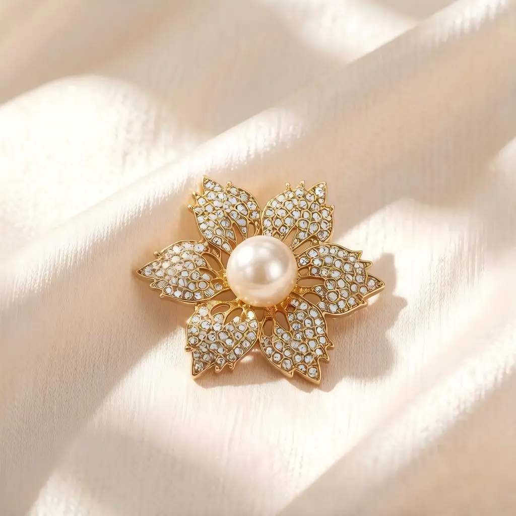 Sun Flower Anti-Exposure Brooch for Women, High-End French Vintage Style Elegant Temperament Anti-Exposure Pin