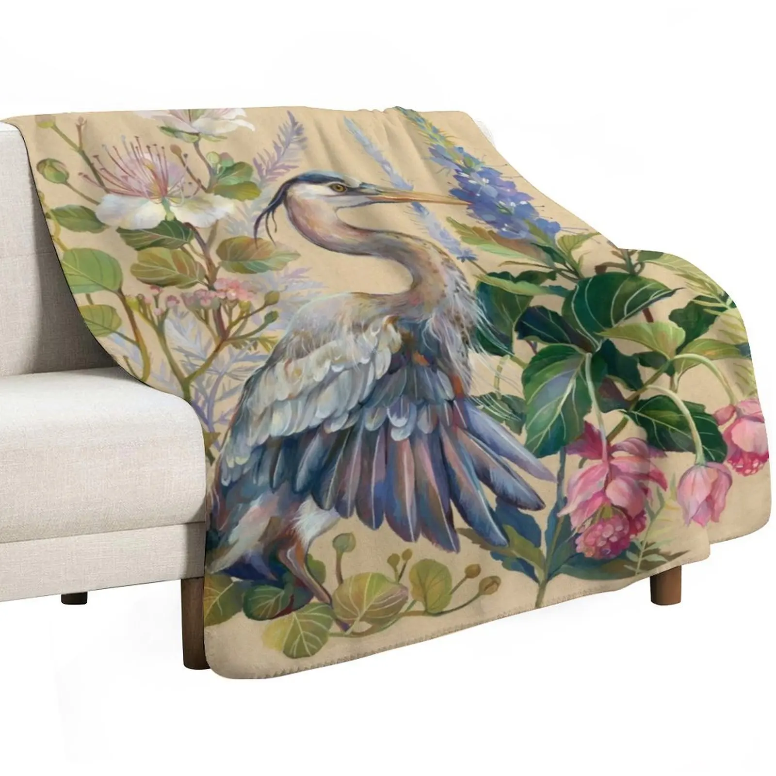 Blue Heron Floral Throw Blanket Softest Hairys Single Luxury Thicken Thermals For Travel Luxury St Blankets