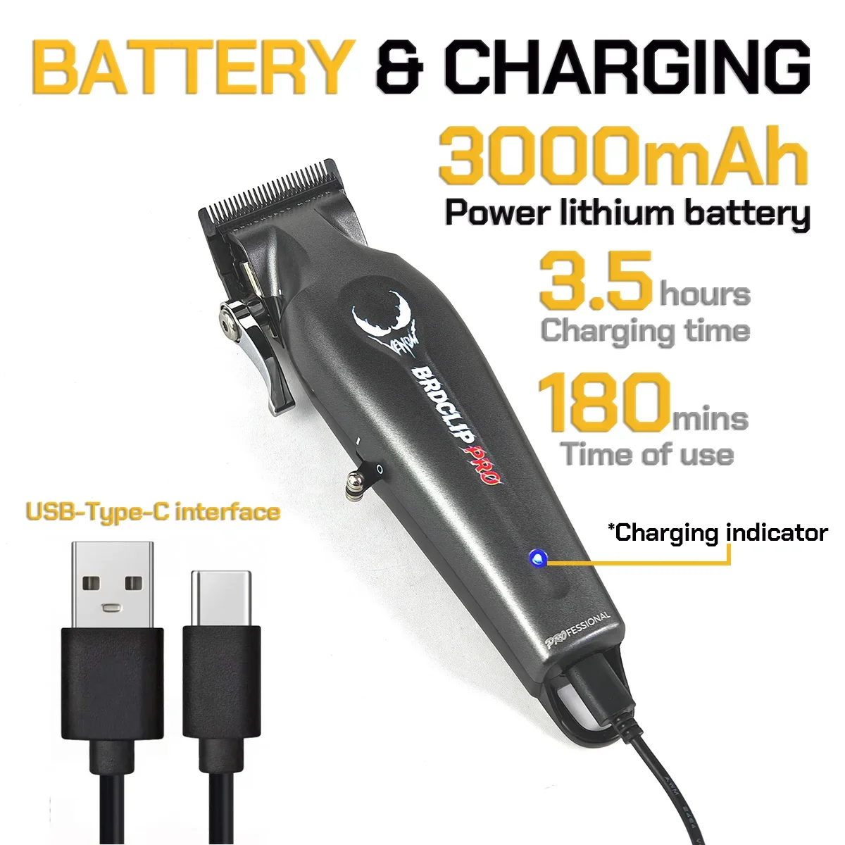 محرك بدون فرشاة 109 ماكينة قص الشعر الاحترافية BRDCLIP 7200 دورة في الدقيقة DLC شفرات مطلية شفرات تتلاشى بطارية 3000 مللي أمبير في الساعة للرجال
