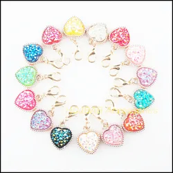 15Pcs KC Gold Color Heart Flower Frame Mixed Resin Charms Pendants With Lobster Claw Clasps 15.5x18.5mm