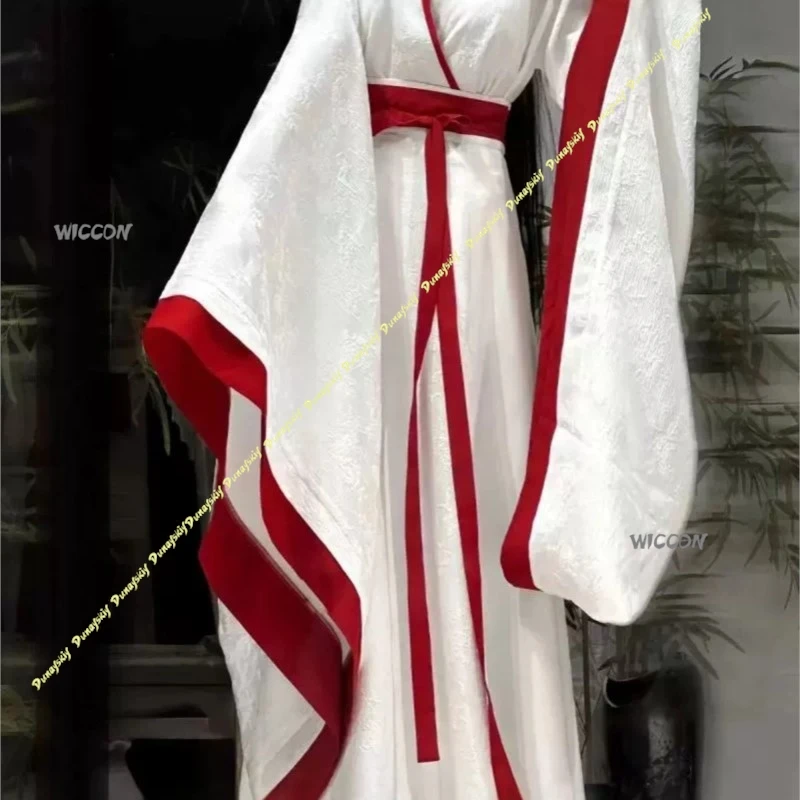 

Huajianling Television Ancient Cosplay Costume Hanfu White Red Cross-collared Skirt Girls Women waist-length Christmas Halloween
