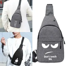 Men Fashion Small Chest Bag Crossbody Shoulder Bags with USB Charging Port Youth Travel Satchels Organizer Backpack Fanny Pack