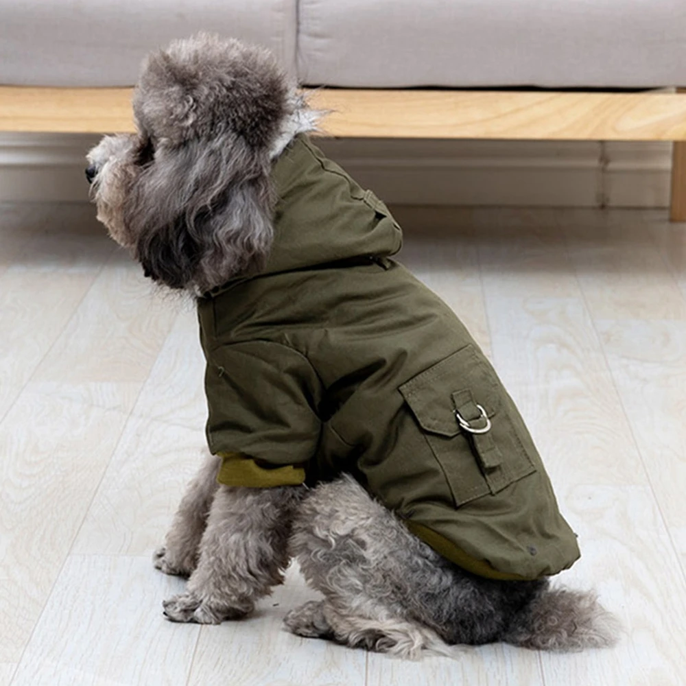 Abrigo de senderismo grueso de invierno para perros y mascotas con capucha, chaqueta suave y cómoda para perros, ropa para deportes al aire libre para mascotas