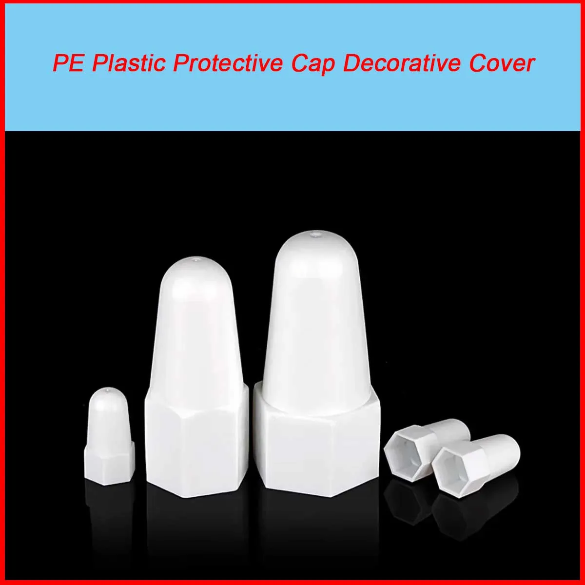 

Hexagonal Nut Bolt With Raised And Extended Style PE Plastic Protective Cap Decorative Cover