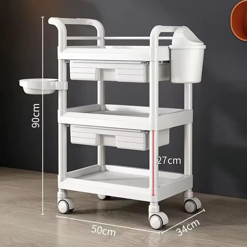 Cosmetic Helper Trolley Auxiliary Cart Spa Organizer Wheels Storage Professional Hairdressing Mobile Aesthetic Beauty Troley Car