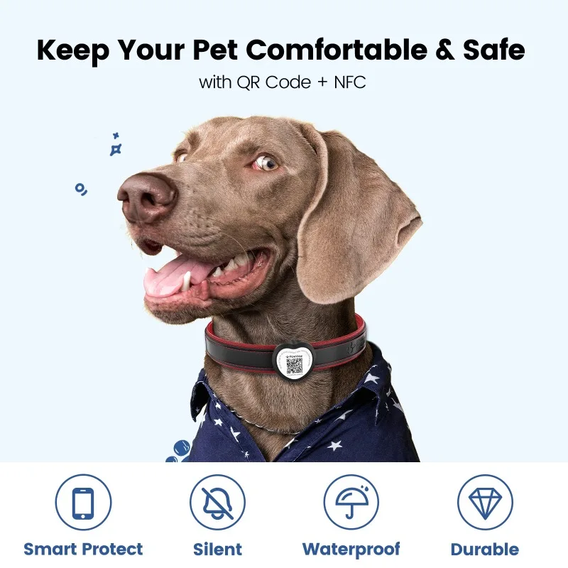 Heart Shaped Pet ID Tag Smart Anti-Lost GPS Tracker for Dogs Cats QR Code & NFC Waterproof Dogs GPS Tracker Pets Collar Pendant