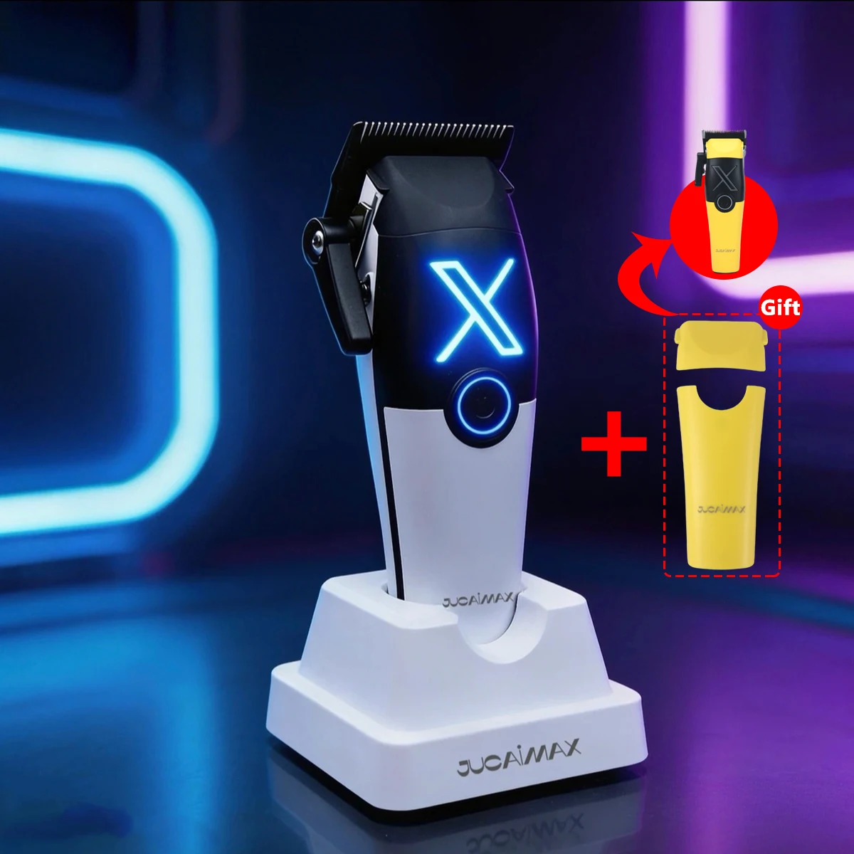 Профессиональная машинка для стрижки волос JUCAIMAX X-01 PHANTECHO2.0 с DLC-лезвием и бесщеточным мотором, с док-станцией, для мужчин