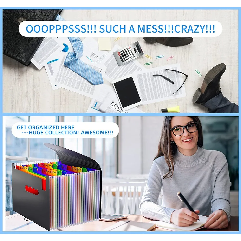 Accordian File Organizer,Expandable File Folder,Portable Accordian Folder Letter Size,for Paper Documents A4 Letter Size