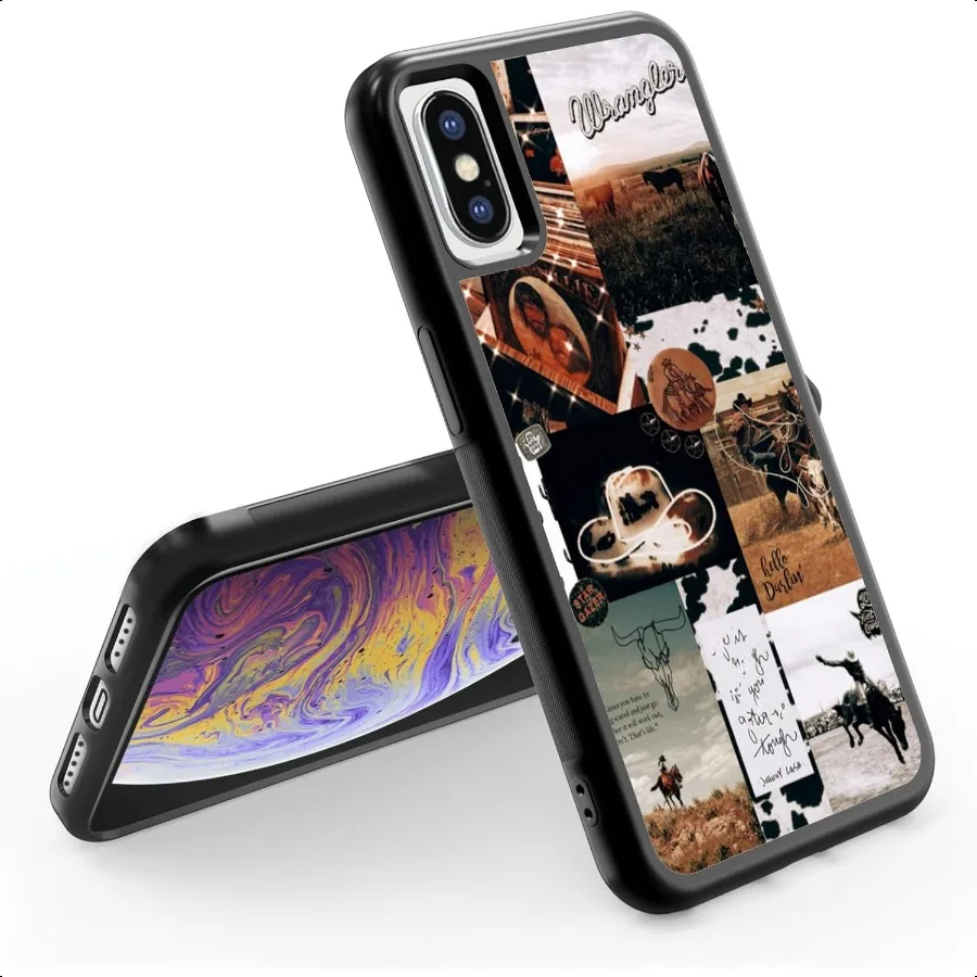 

Cool Cowboy Cowgirl Horse Phone Case Hippie Western iPhone X Xs Case NonSlip Pattern Design and Shock Absorption Soft Silica Ge