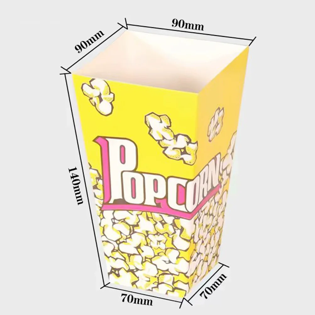 

50pcs Paper Bags Tapered Shape For Popcorn Candy Storage Yellow Durable Cone Popcorn Bag Party Use