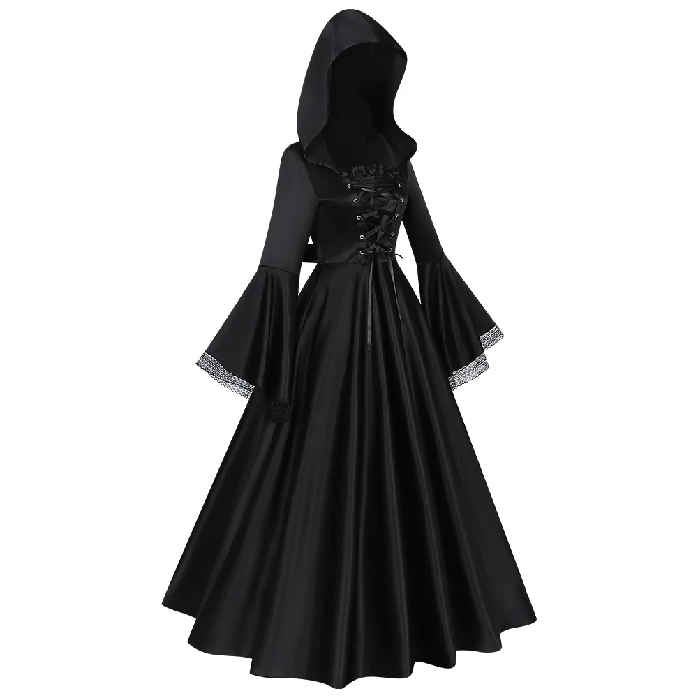 Gothic Long Skirt Renaissance Cosplay Costume Large Size Halloween Dance Party Theme Wardrobe Ladies Traditional Costume