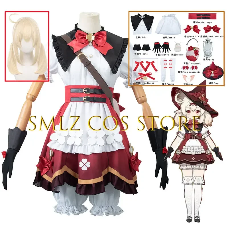 

Game Witch Klee Cosplay Costume Anime Impact Cosplay Lolita Dress Suit Woman With Hat Halloween Party Uniform Clothing