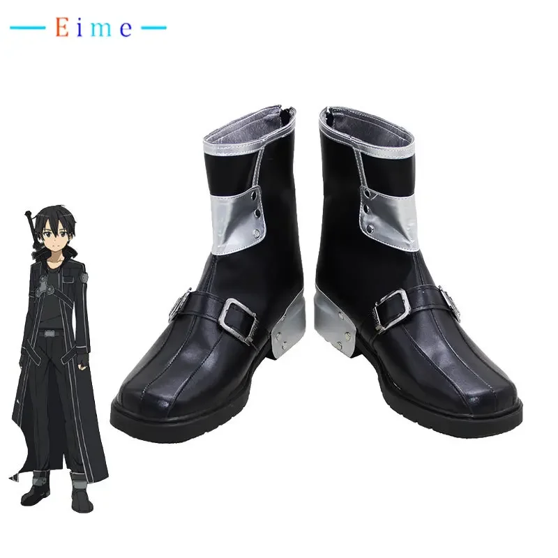 

Kirigaya Kazuto Cosplay Shoes Anime Sword Art Online Cosplay Prop PU Leather Shoes Halloween Carnival Boots Custom Made