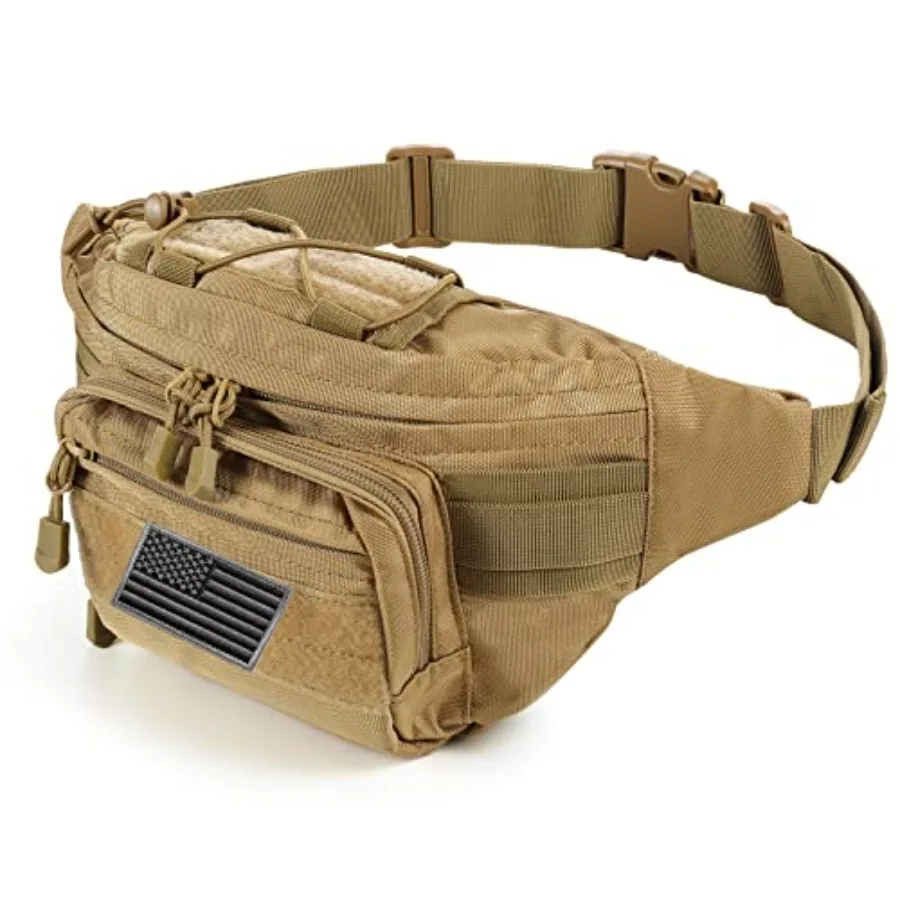 

Tactical Fanny Pack Military Waist Bag Pack with USA Flag Patch Utility Hip Pack with Adjustable Strap for Outdoors Fishing Cyc
