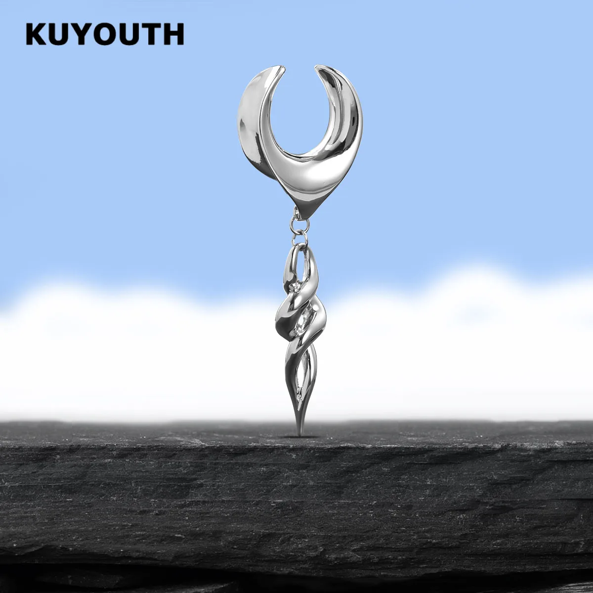 KUYOUTH 2PCS Spiral Pendant Copper Ear Expanders Gauges Stretchers Earring Tunnels Plugs Piercing Jewelry