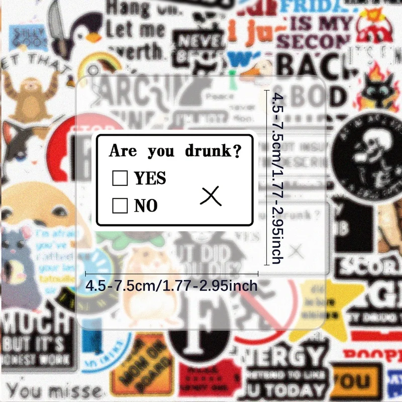 50 adesivi scherzi divertenti, adesivi e decalcomanie vibranti, stili multipli senza duplicazione, adatti per bottiglie d'acqua, laptop, valigie, skateboard, chitarre, decorazioni per feste