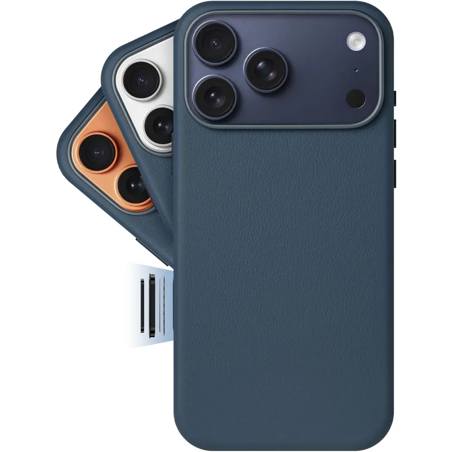 Pelle classica color oro - Custodia europea in vera pelle Vele per iPhone 17 Pro Max - [Controllo fotocamera integrato e compatibile